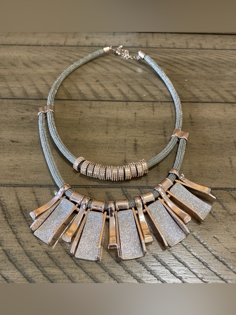 Rose Gold tone and Silver tone Statement Necklace - Women Jewelry